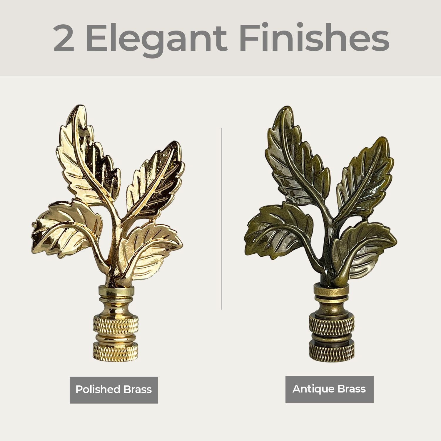 Lite Accents Large Cast Leaf Lamp Finial – Aged Brass Finish, Transitional Style