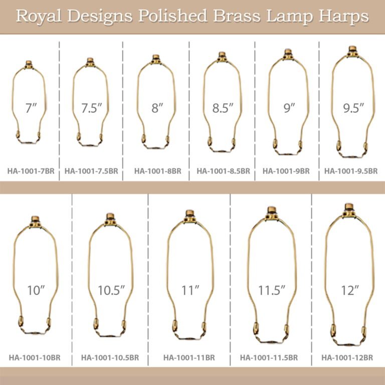 Heavy Duty Polished Brass Lamp Harps w/ Finial and Harp Holder Sets