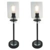 Set of 2 Oil Rubbed Bronze Table Lamps with Crystal Accents and Clear Glass Lampshade