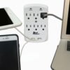 Set of 2 White USB Wall Mount and Surge Protector with 6 Outlets and Two USB Ports - Image 4
